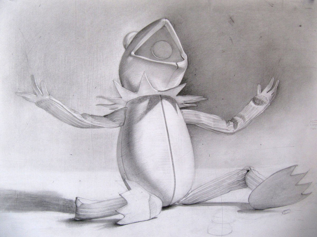 Drawing of the Sculpture made in Kermit's likeness.