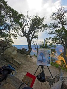 Painting easel set in the Grand Canyon National Park while in art residency during the Summer of 2017.
