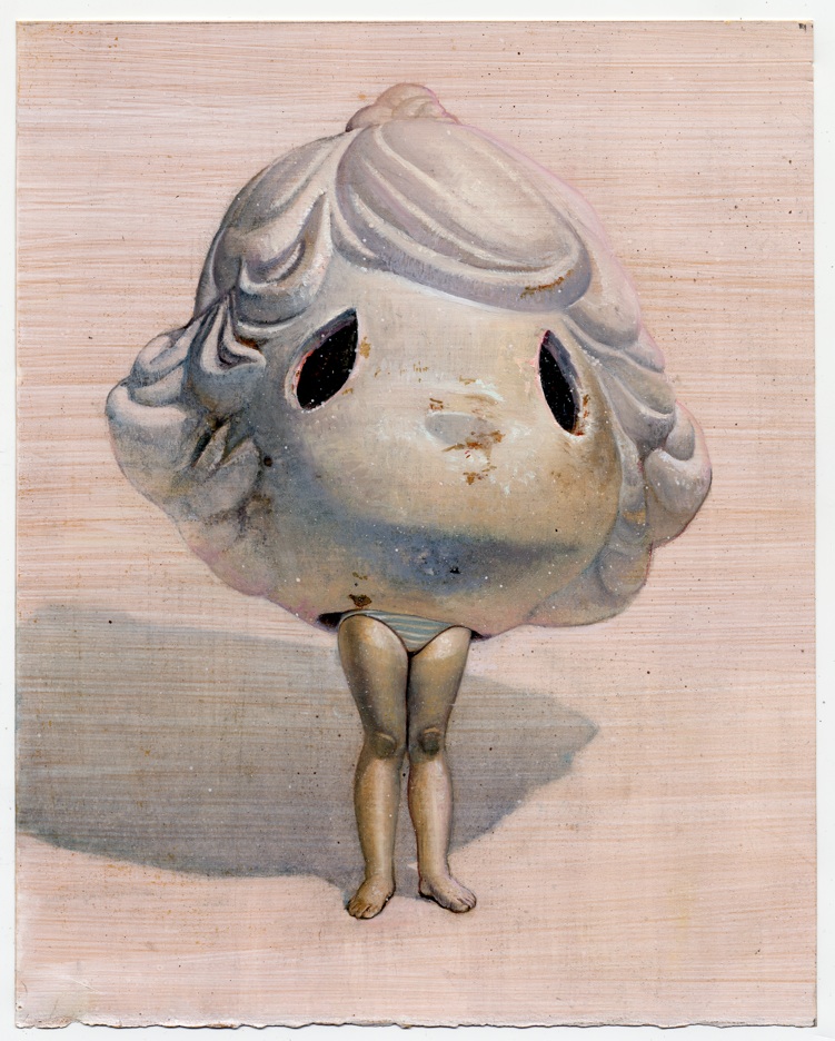 Melanie Vote painting: Big Head (2011), oil on paper, 11x15 in.