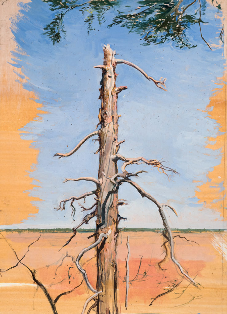 Totem Tree (in memory of Jake) (2017) oil on paper 9x12 in.