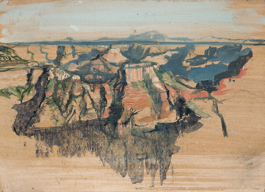 North Rim Overlook (2017) oil on paper, 5x17 in.
